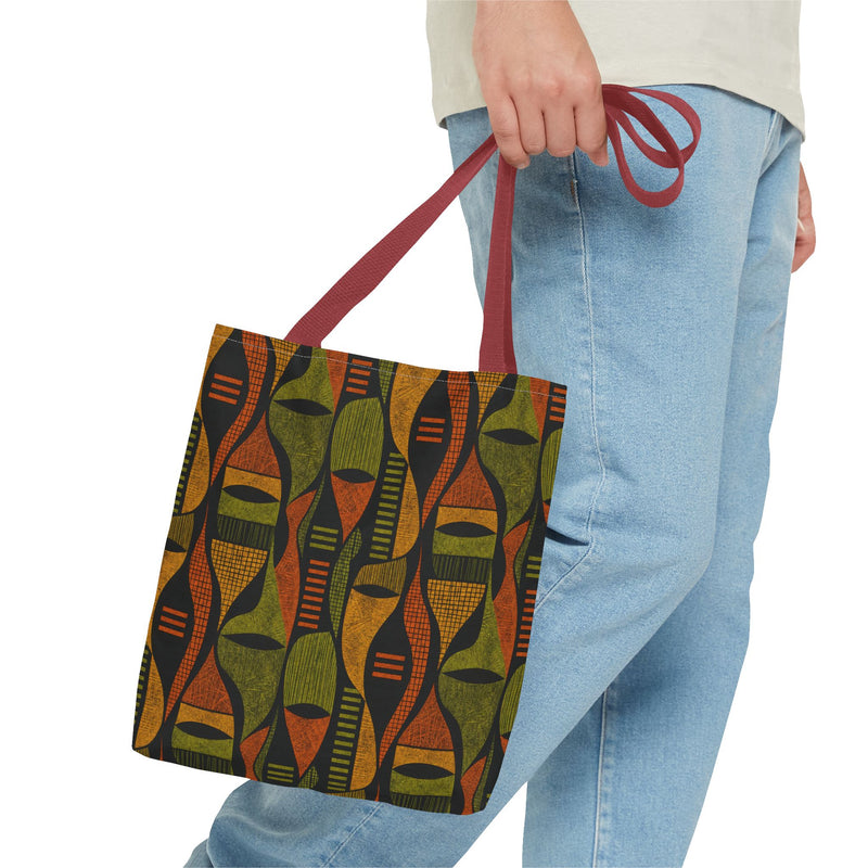Retro Tribal Pattern Tote Bag – Earthy Boho All-Over Print Tote