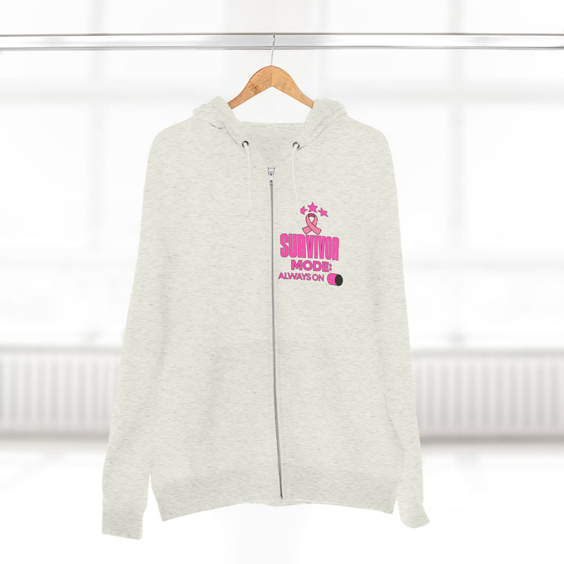 Survivor Mode: Always On - Breast Cancer Survivor Zip Hoodie