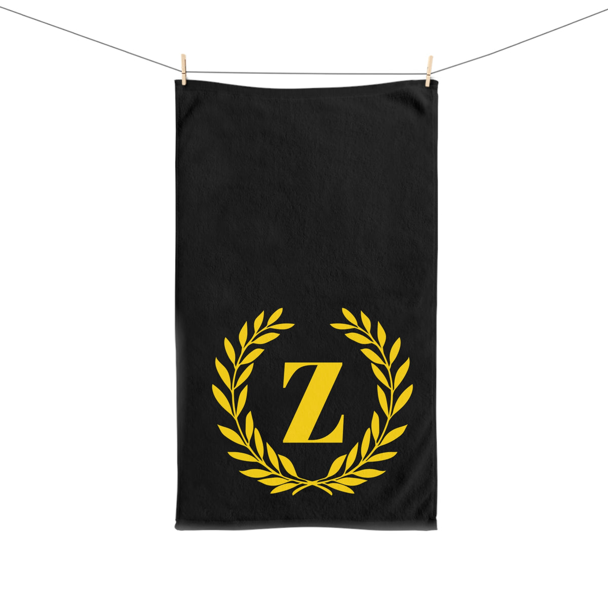 Elegant letter "Z" Gold Laurel Monogram Hand Towel