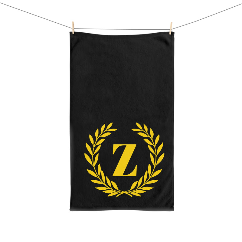 Elegant letter "Z" Gold Laurel Monogram Hand Towel