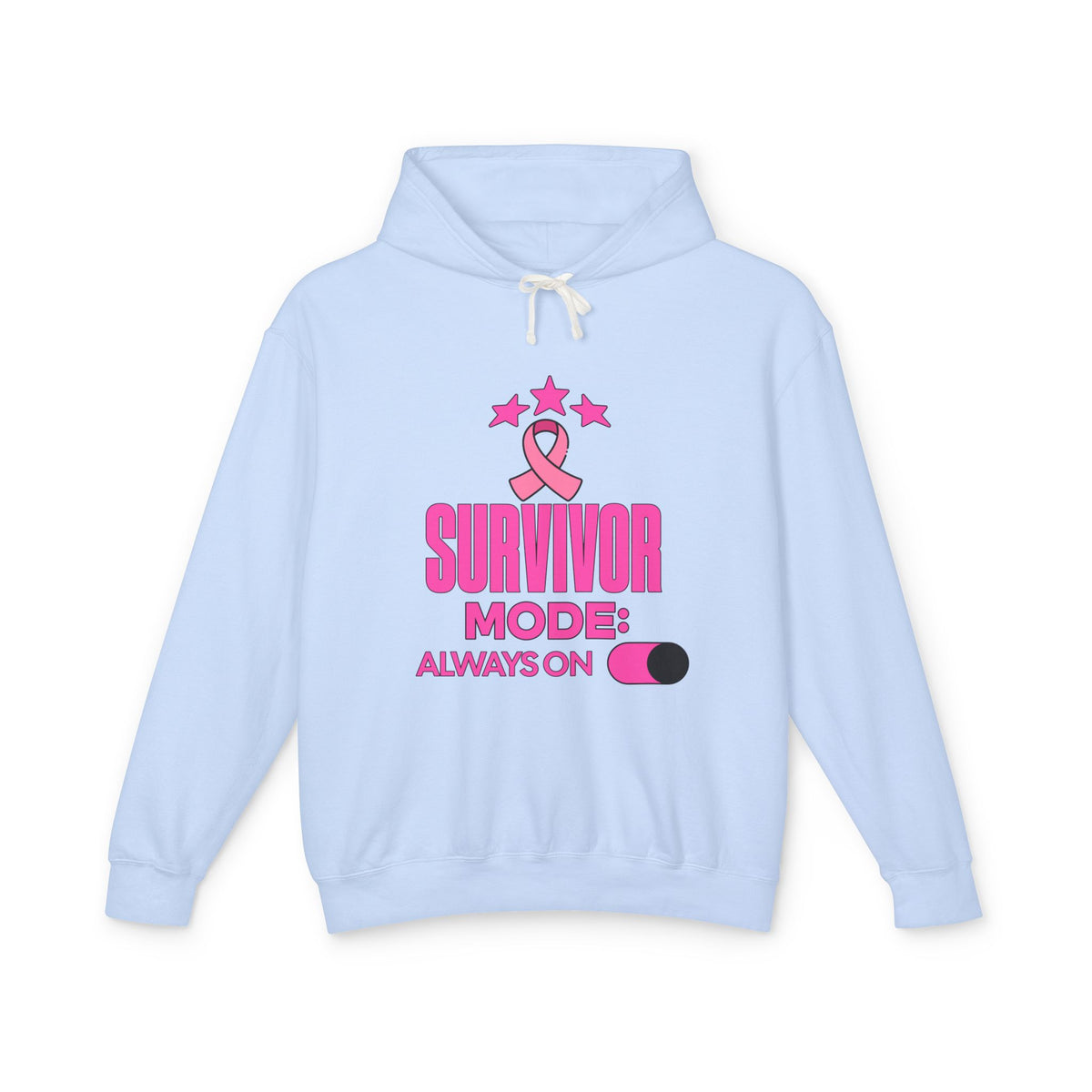 Survivor Mode: Always On - Breast Cancer Survivor Lightweight Hooded Sweatshirt