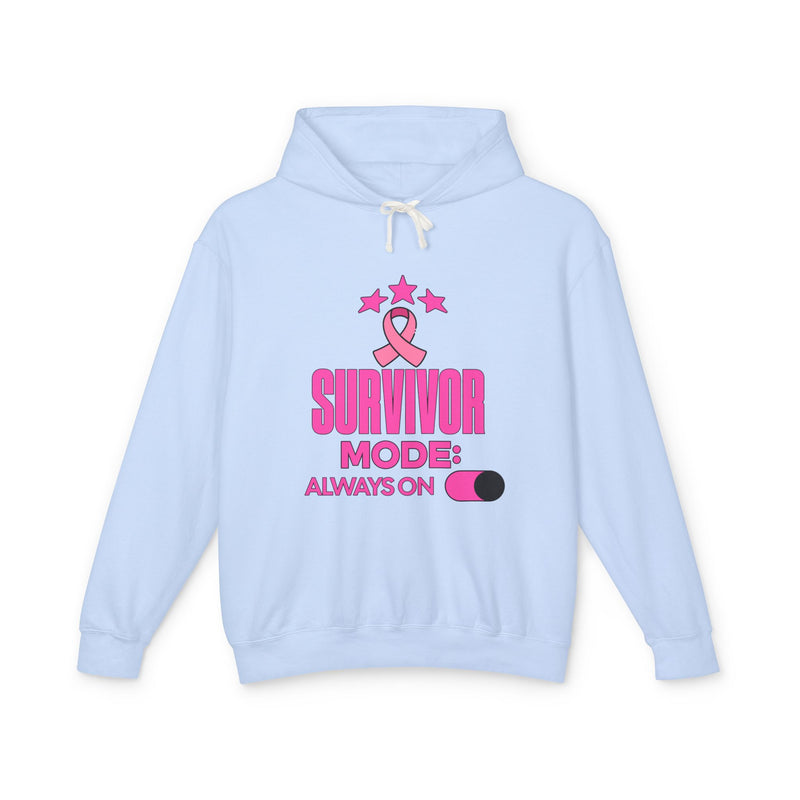 Survivor Mode: Always On - Breast Cancer Survivor Lightweight Hooded Sweatshirt