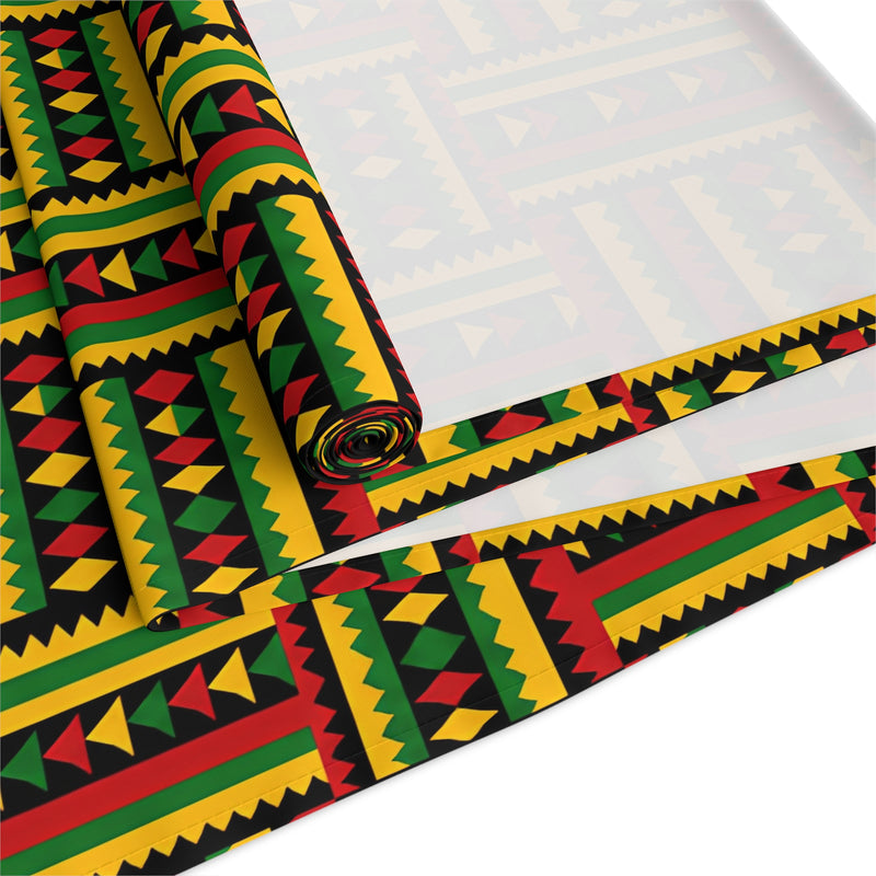 Geometric Colorful Woven Kente Pattern Table Runner