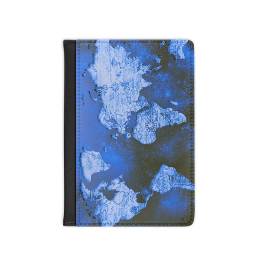 Blue World Map Passport Cover