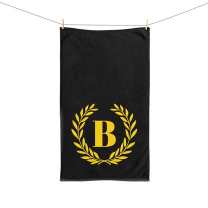 Elegant letter "B" Gold Laurel Monogram Hand Towel