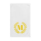 Elegant letter "M" Gold Laurel Monogram White Hand Towel