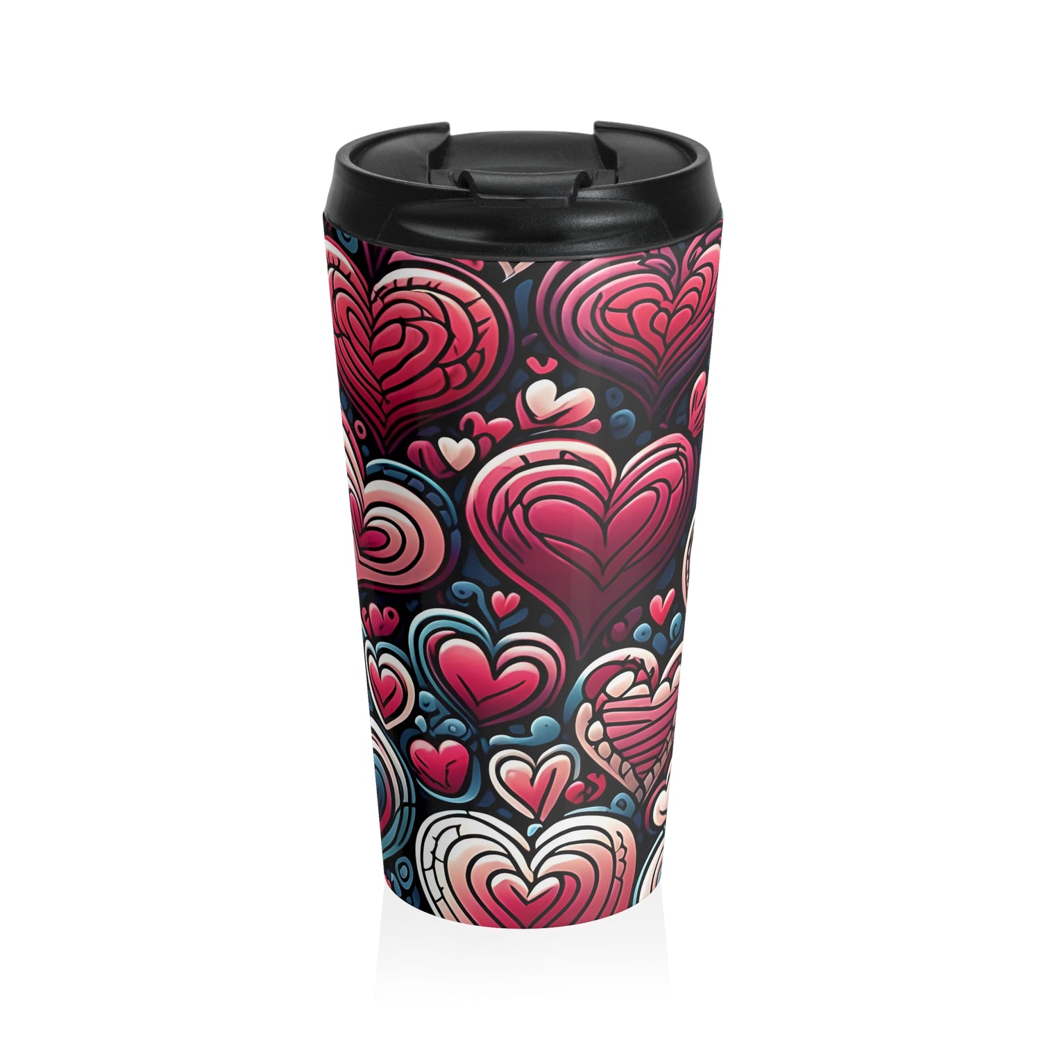 Decorative Heart Pattern - Romantic Stainless Steel Travel Mug