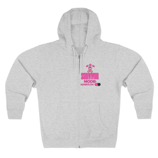 Survivor Mode: Always On - Breast Cancer Survivor Zip Hoodie