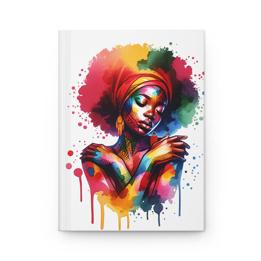 Colorful Abstract Watercolor Black Woman Hardcover Journal Matte