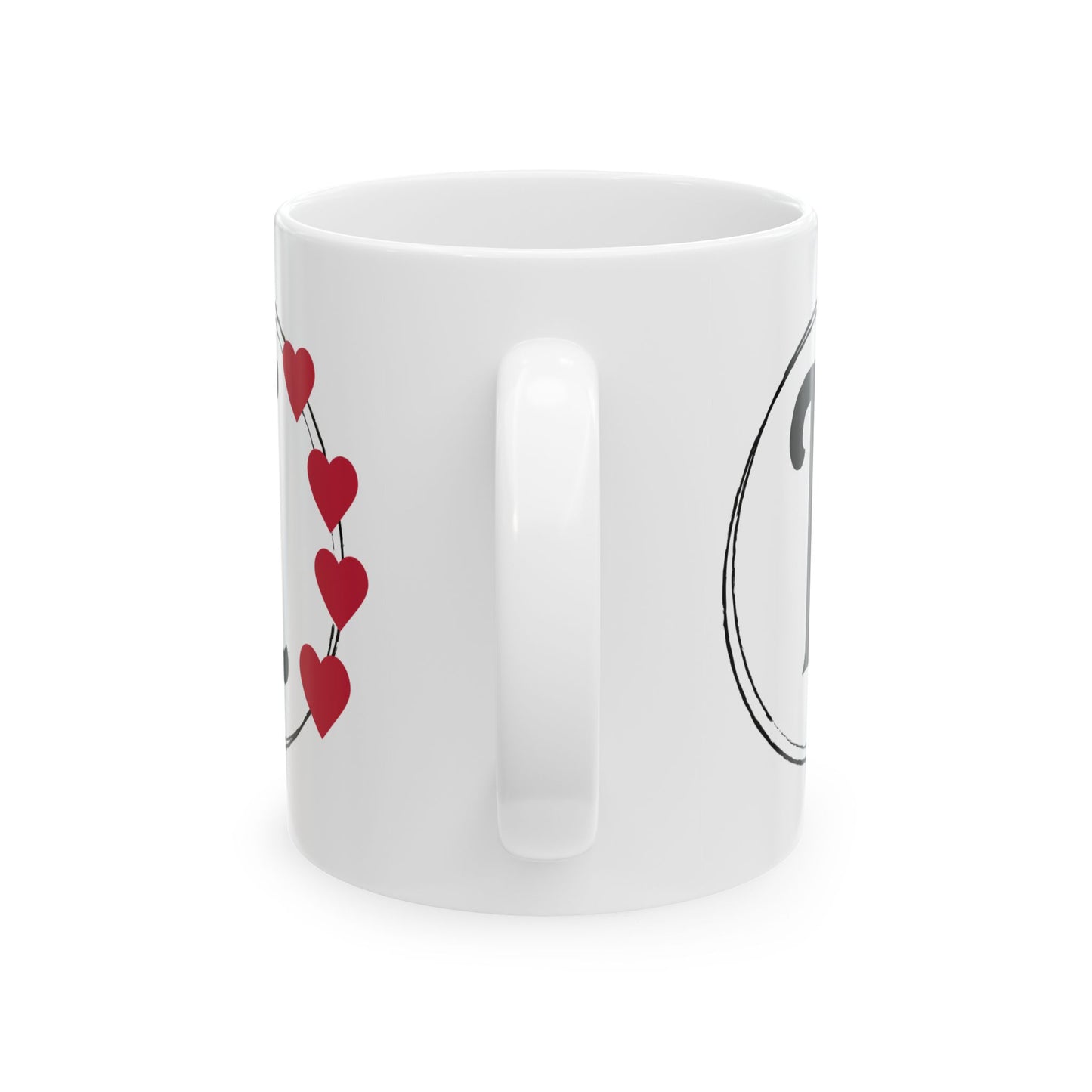 Letter "E" Monogram Heart Design Coffee Mug