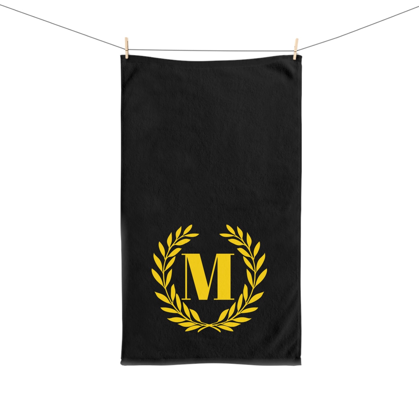 Elegant letter "M" Gold Laurel Monogram Hand Towel