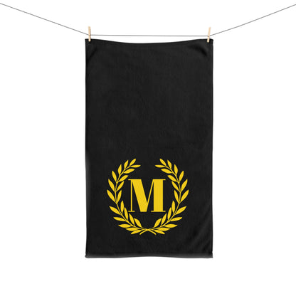 Elegant letter "M" Gold Laurel Monogram Hand Towel