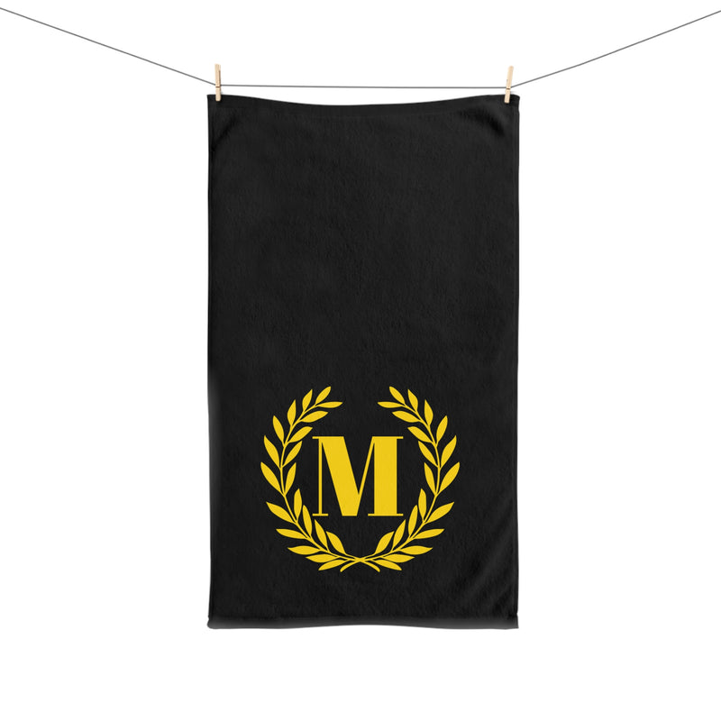 Elegant letter "M" Gold Laurel Monogram Hand Towel