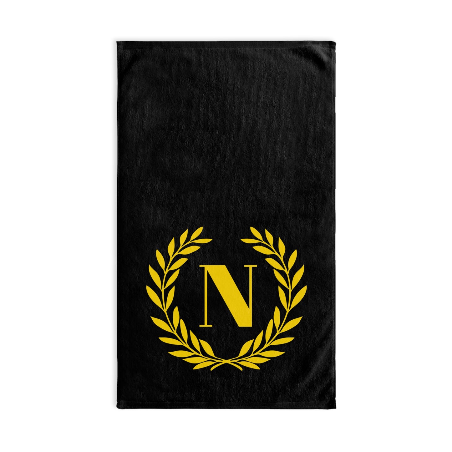 Elegant letter "N" Gold Laurel Monogram Hand Towel