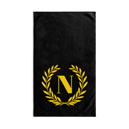 Elegant letter "N" Gold Laurel Monogram Hand Towel