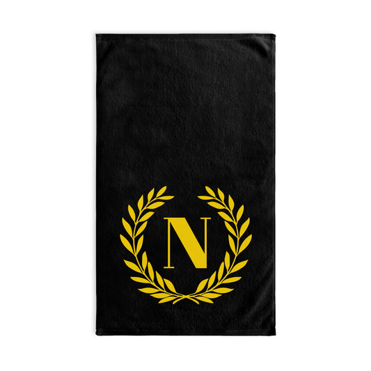 Elegant letter "N" Gold Laurel Monogram Hand Towel