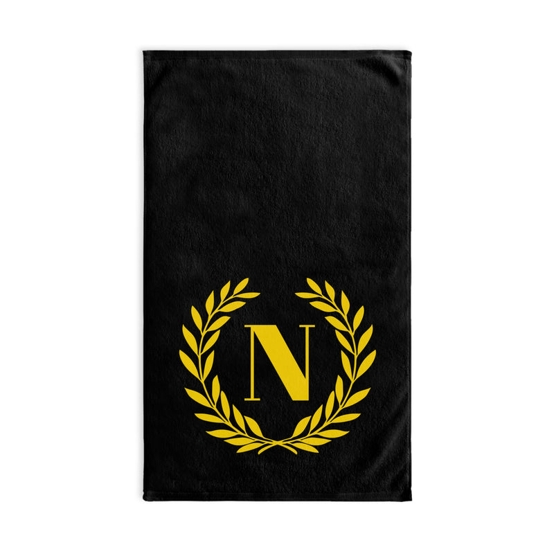 Elegant letter "N" Gold Laurel Monogram Hand Towel