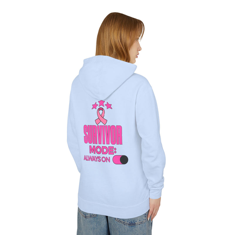 Survivor Mode: Always On - Breast Cancer Survivor Lightweight Hooded Sweatshirt