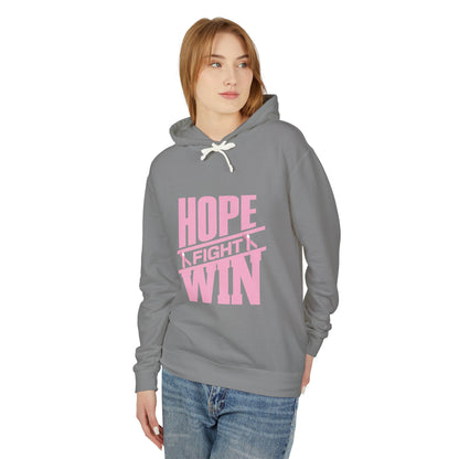 Hope, Fight, Win - Breast Cancer Survivor Lightweight Hooded Sweatshirt