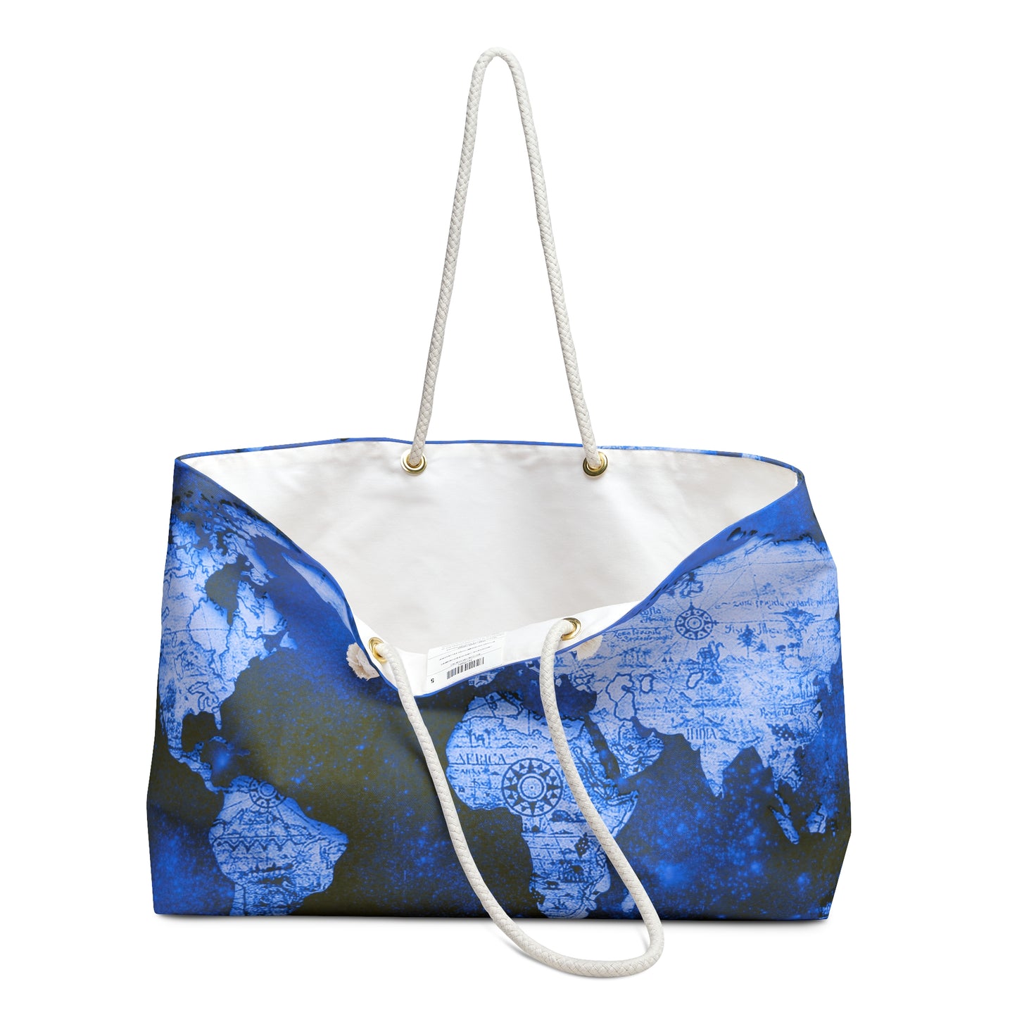 Blue World Map Weekender Bag