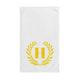 Elegant letter "H" Gold Laurel Monogram White Hand Towel