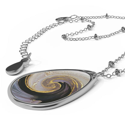 Elegant Marble Swirl Oval Necklace