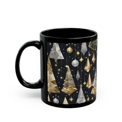 Elegant Gold and Silver Christmas Black Mug (11oz, 15oz)