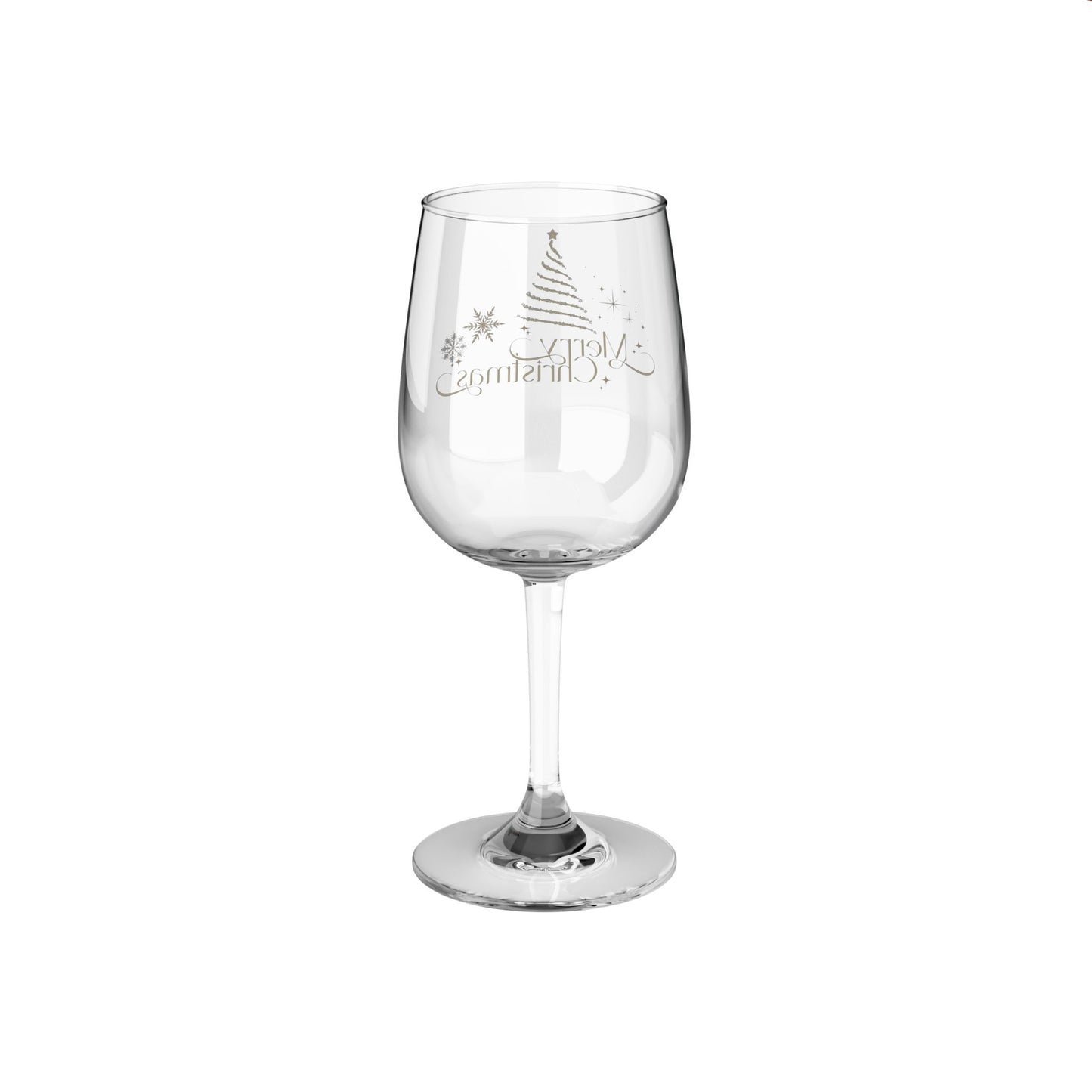 Gold Merry Christmas Wine Glass, 12oz