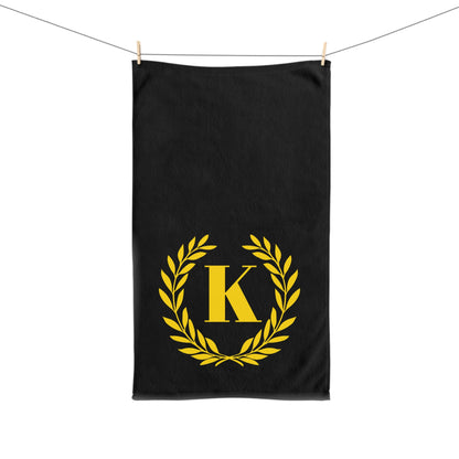 Elegant letter "K" Gold Laurel Monogram Hand Towel