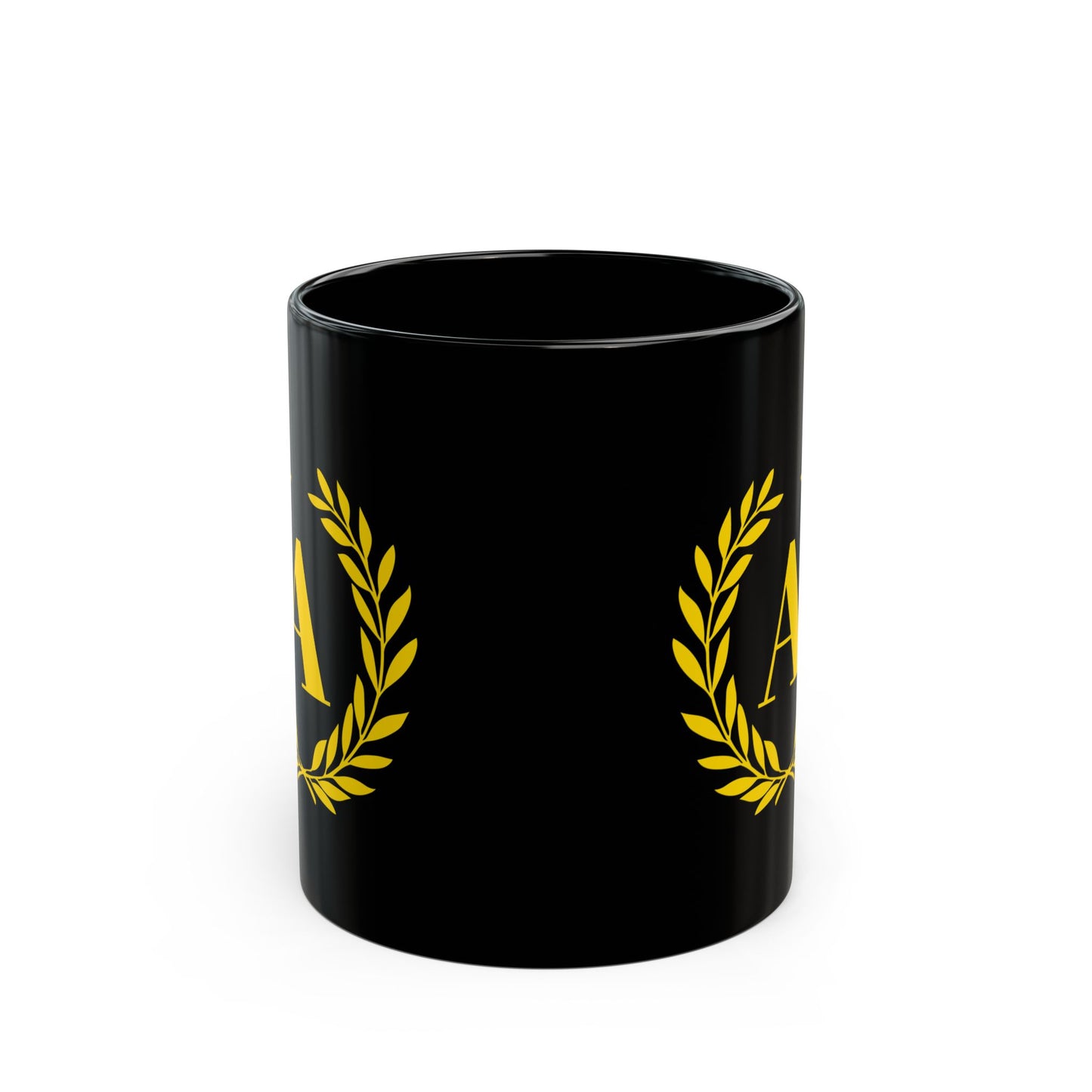Elegant Letter "A" Laurel Monogram Black Coffee Mug