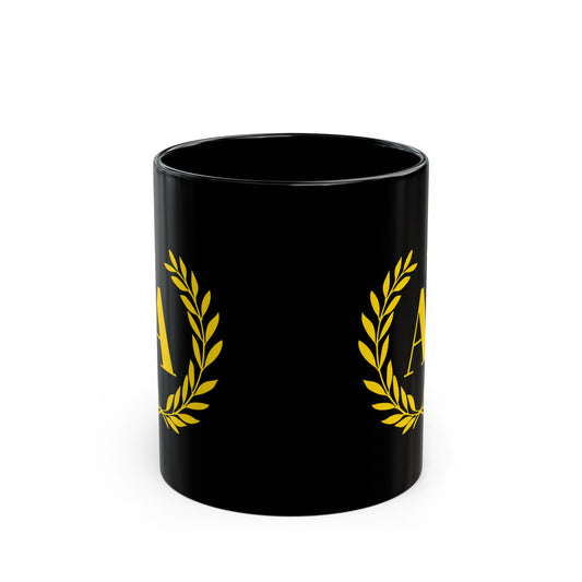 Elegant Letter "A" Laurel Monogram Black Coffee Mug