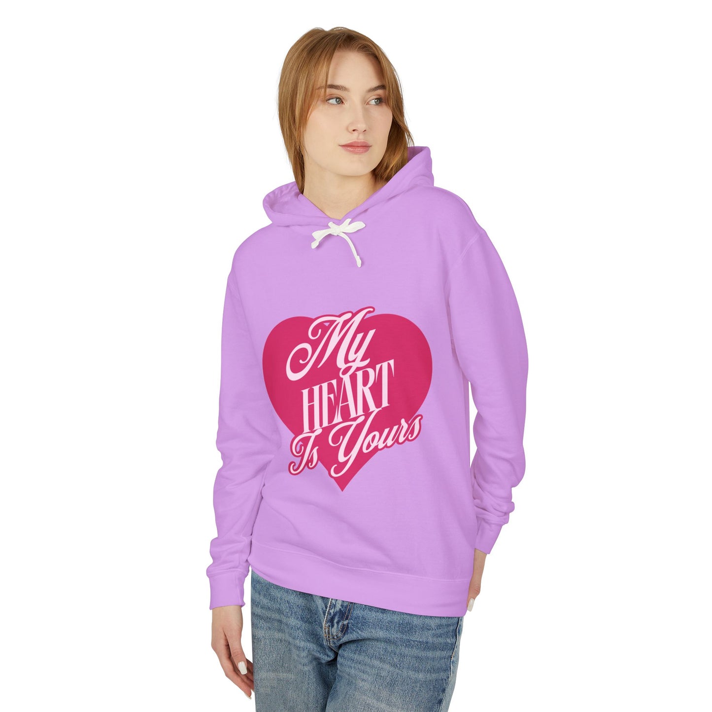 My Heart is Yours Romantic Unisex Lightweight Hooded Sweatshirt