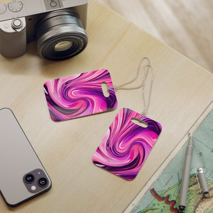 Marble Pink and Purple Swirl Luggage Tags