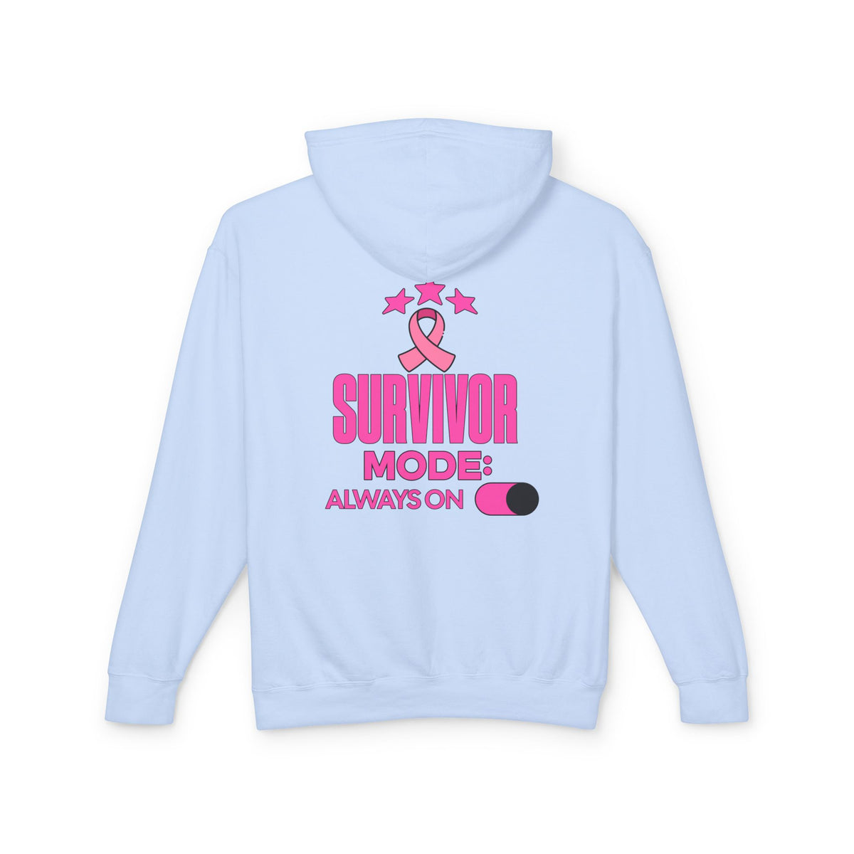 Survivor Mode: Always On - Breast Cancer Survivor Lightweight Hooded Sweatshirt