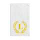 Elegant letter "L" Gold Laurel Monogram White Hand Towel