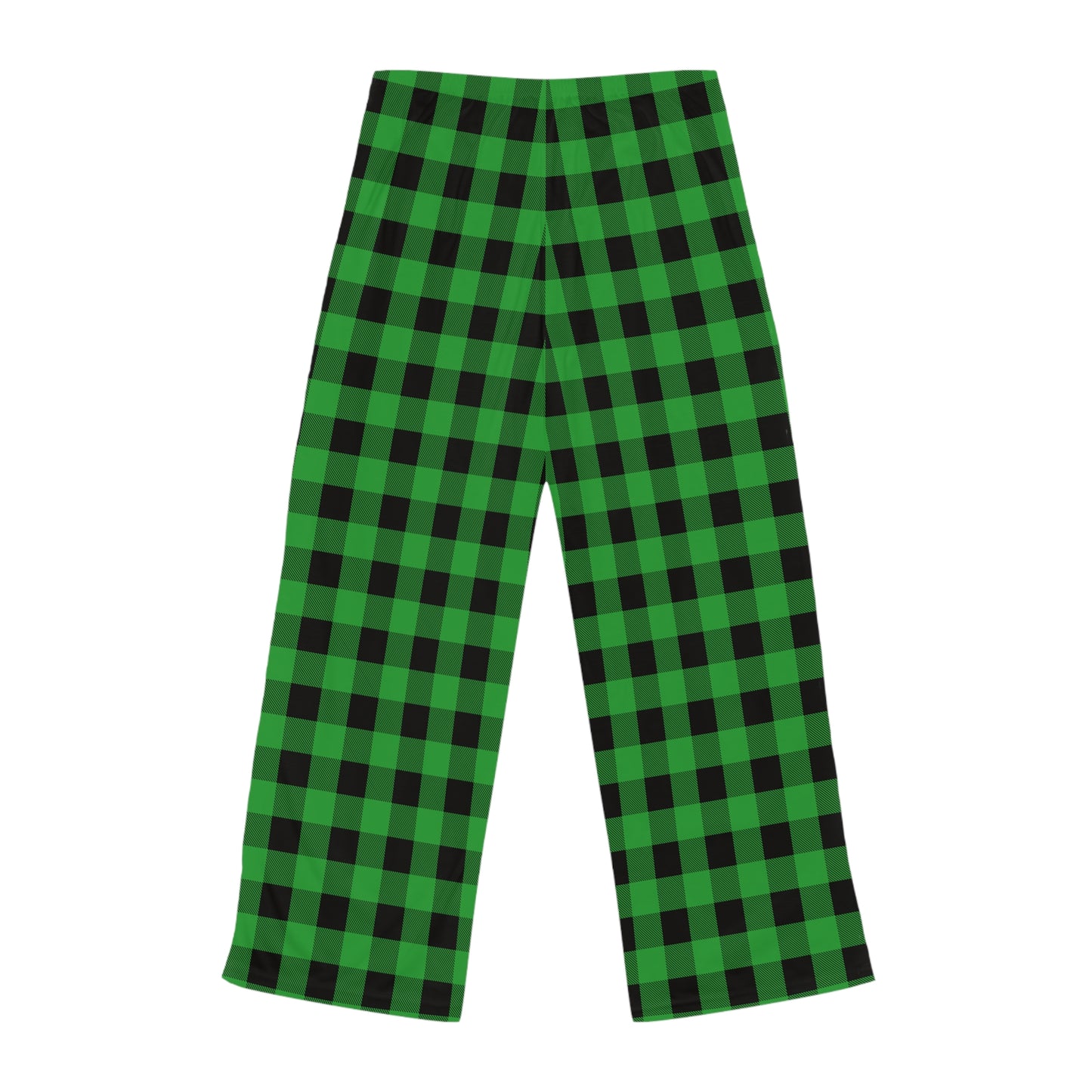 Green Plaid Checkered Pattern Women's Pajama Pants (AOP)