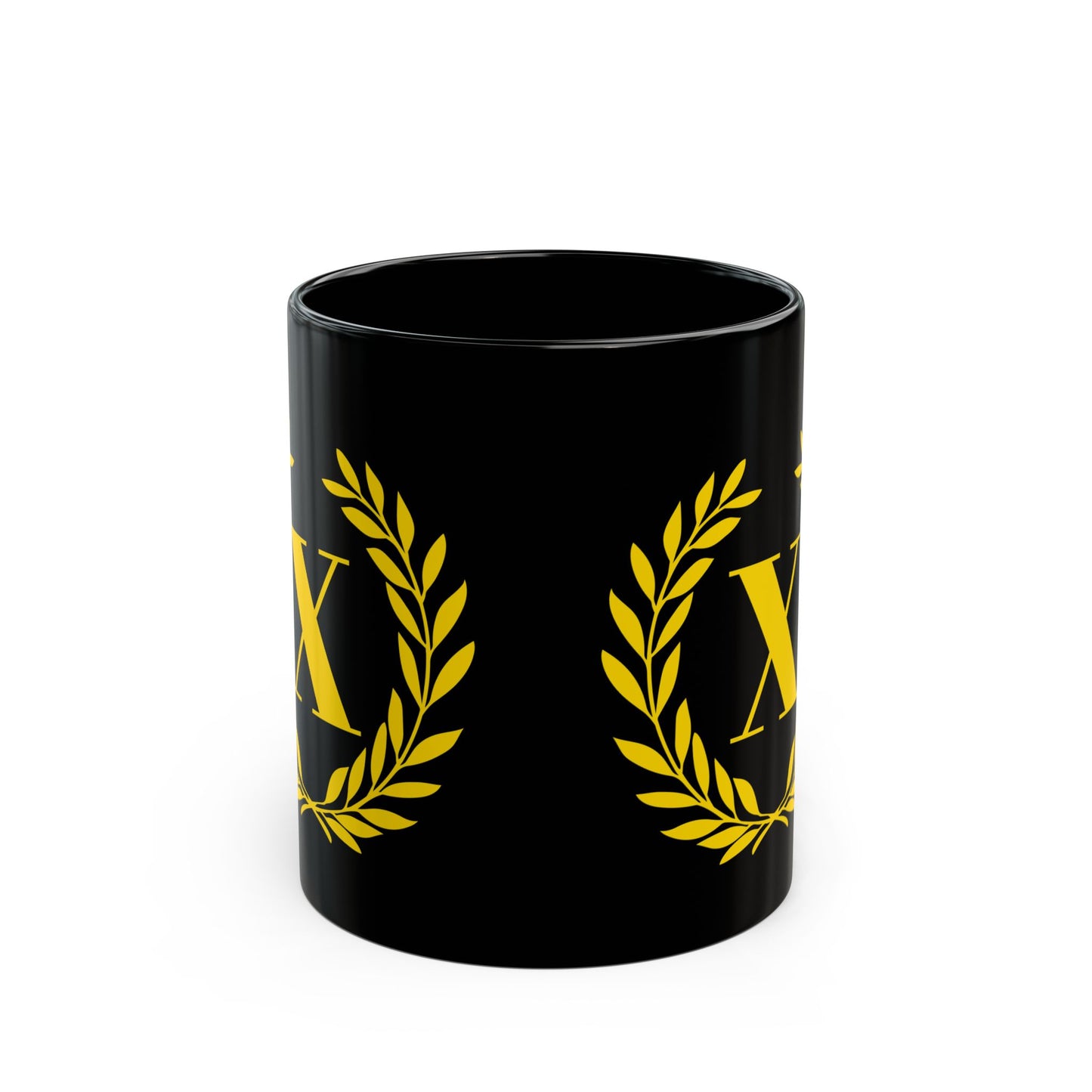 Elegant Letter "X" Laurel Monogram Black Coffee Mug