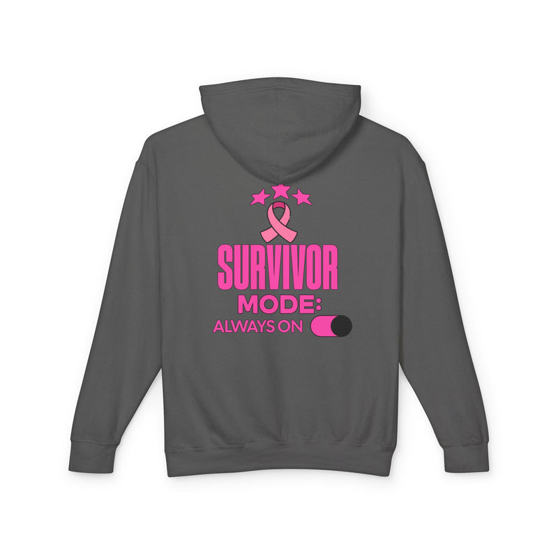 Survivor Mode: Always On - Breast Cancer Survivor Lightweight Hooded Sweatshirt