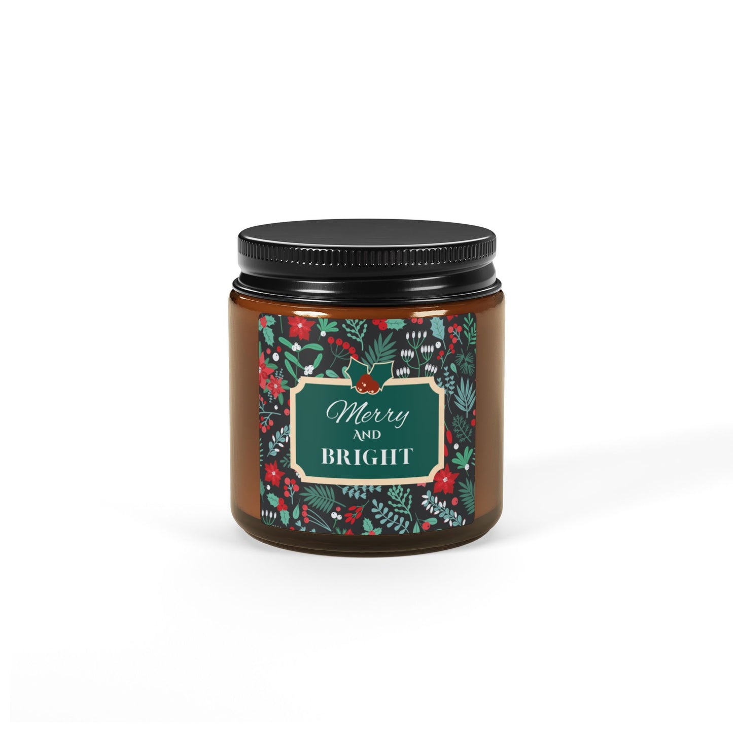 Merry and Bright Scented Soy Candle (Multi-Size, Amber Jar)