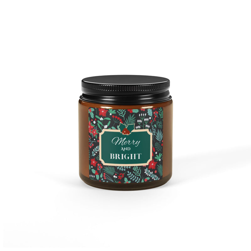 Merry and Bright Scented Soy Candle (Multi-Size, Amber Jar)
