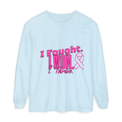 I Fought. I won. I Thrive. - Breast Cancer Survivor Long Sleeve T-Shirt