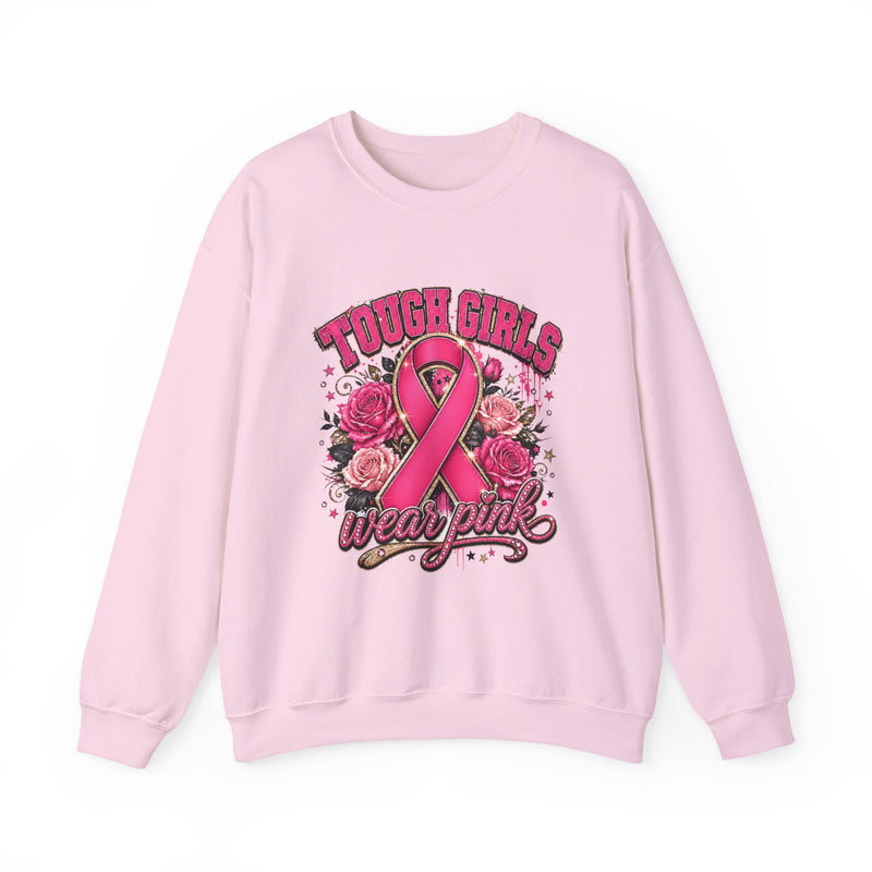 Breast Cancer Awareness Sweatshirt — "Tough Girls Wear Pink" Crewneck