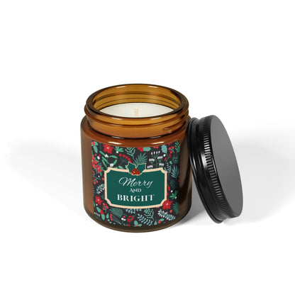 Merry and Bright Scented Soy Candle (Multi-Size, Amber Jar)