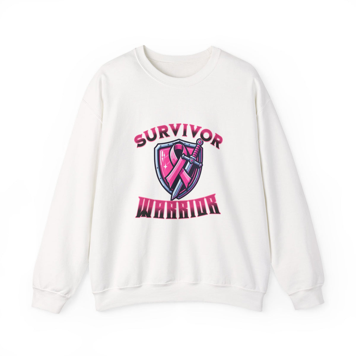 Survivor Warrior Sweatshirt — Pink Ribbon Breast Cancer Awareness Crewneck