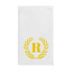 Elegant letter "R" Gold Laurel Monogram White Hand Towel