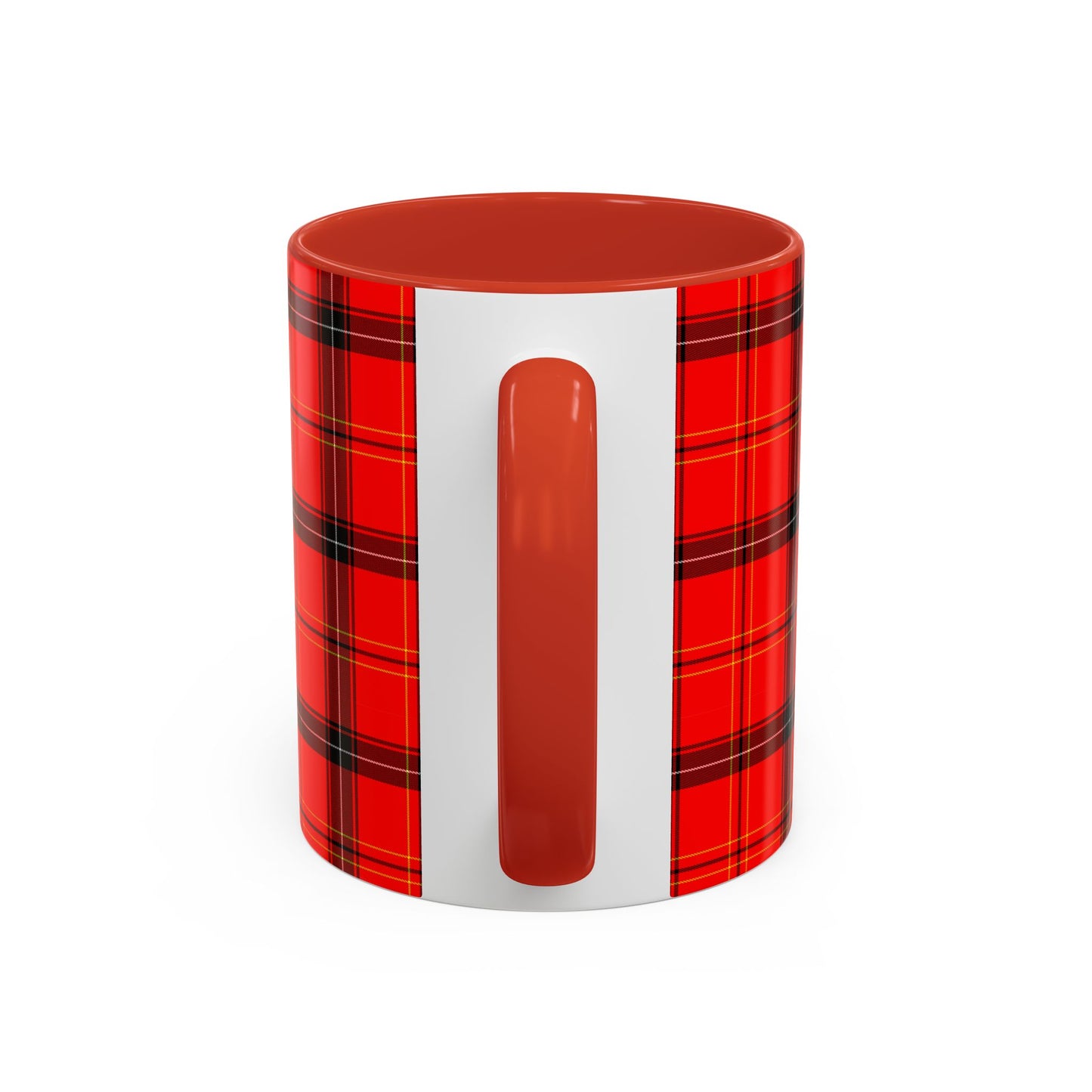 Red Plaid Pattern Accent Coffee Mug (11, 15oz)