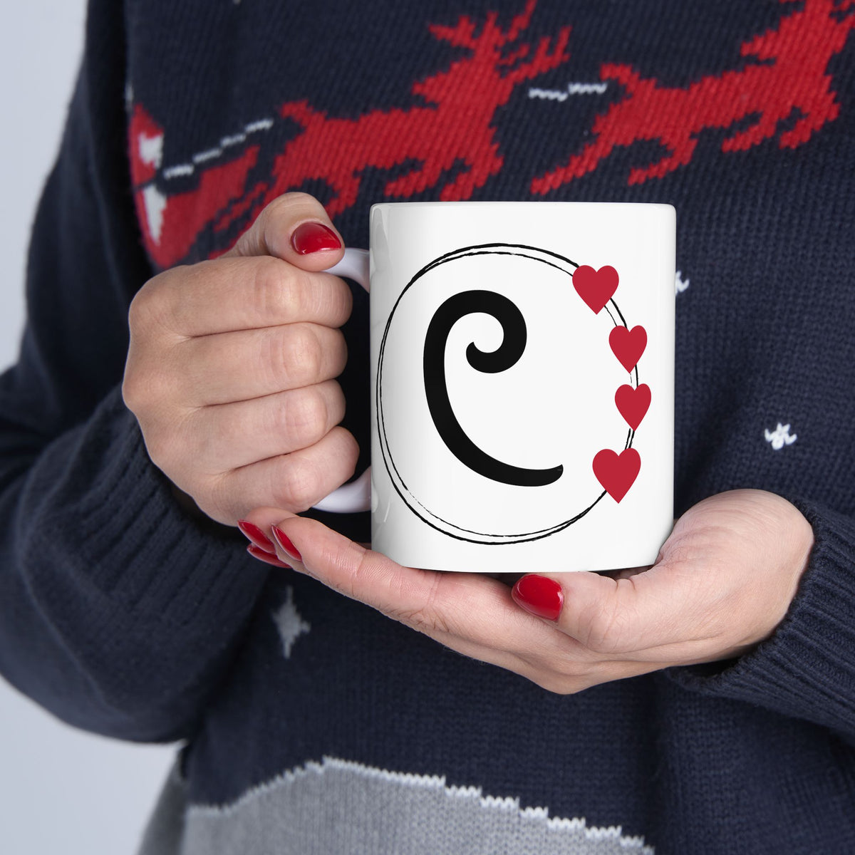 Letter "C" Monogram Heart Design Coffee Mug