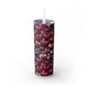 Decorative Heart Pattern - Skinny Tumbler with Straw, 20oz