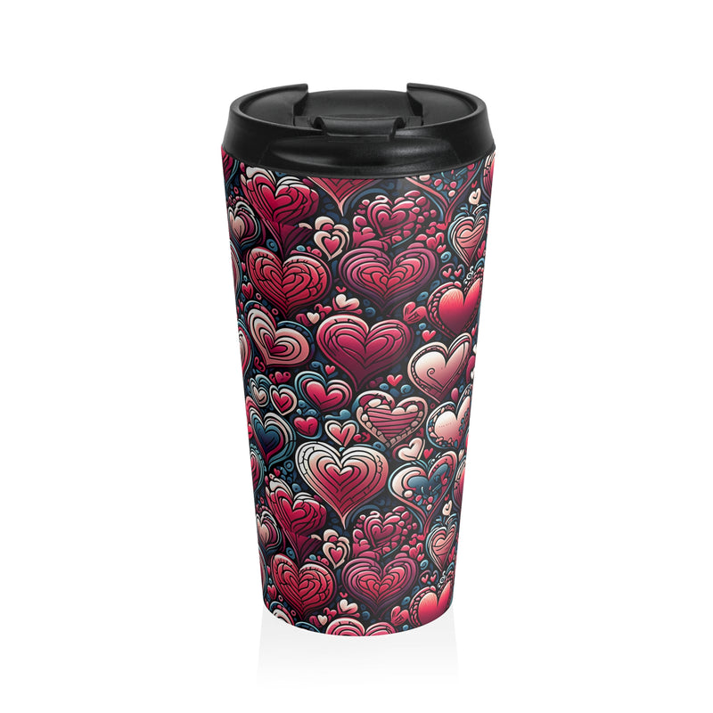 Decorative Heart Pattern - Stainless Steel Travel Mug