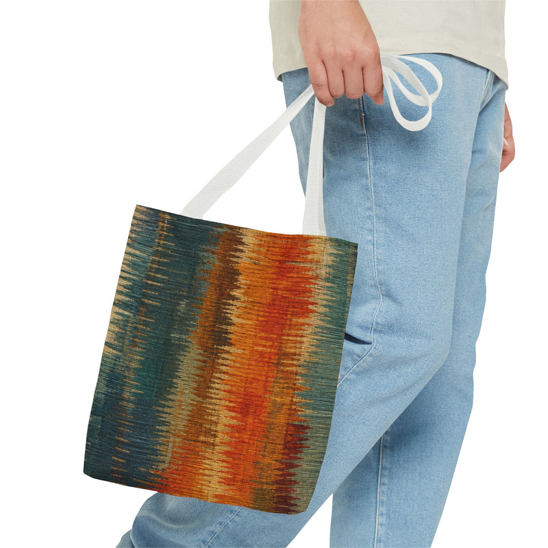 Bohemian Ikat Stripe Tote Bag — Colorful Southwestern AOP Carryall